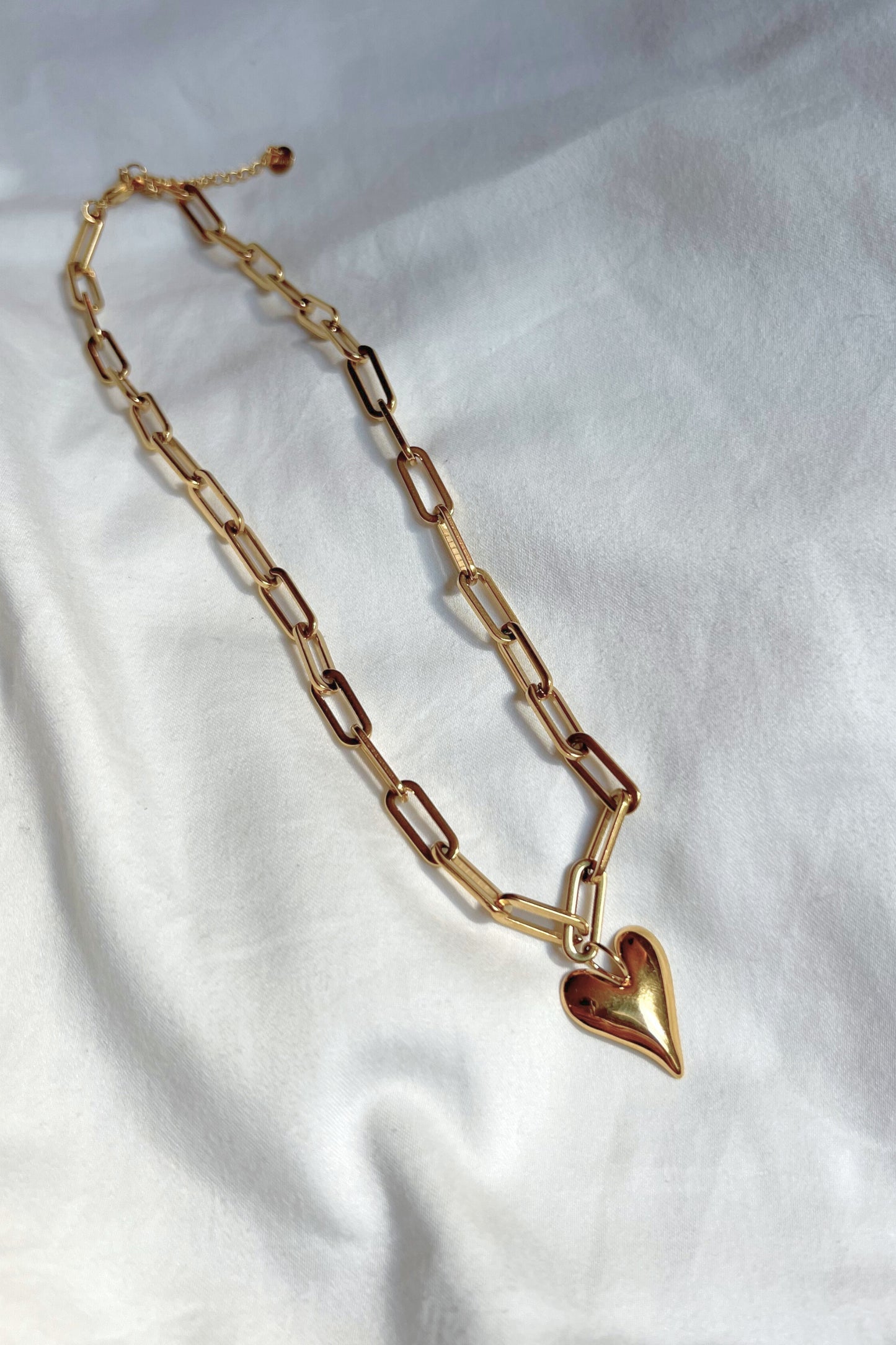 midnite collier coeur acier inoxydable or doré gros