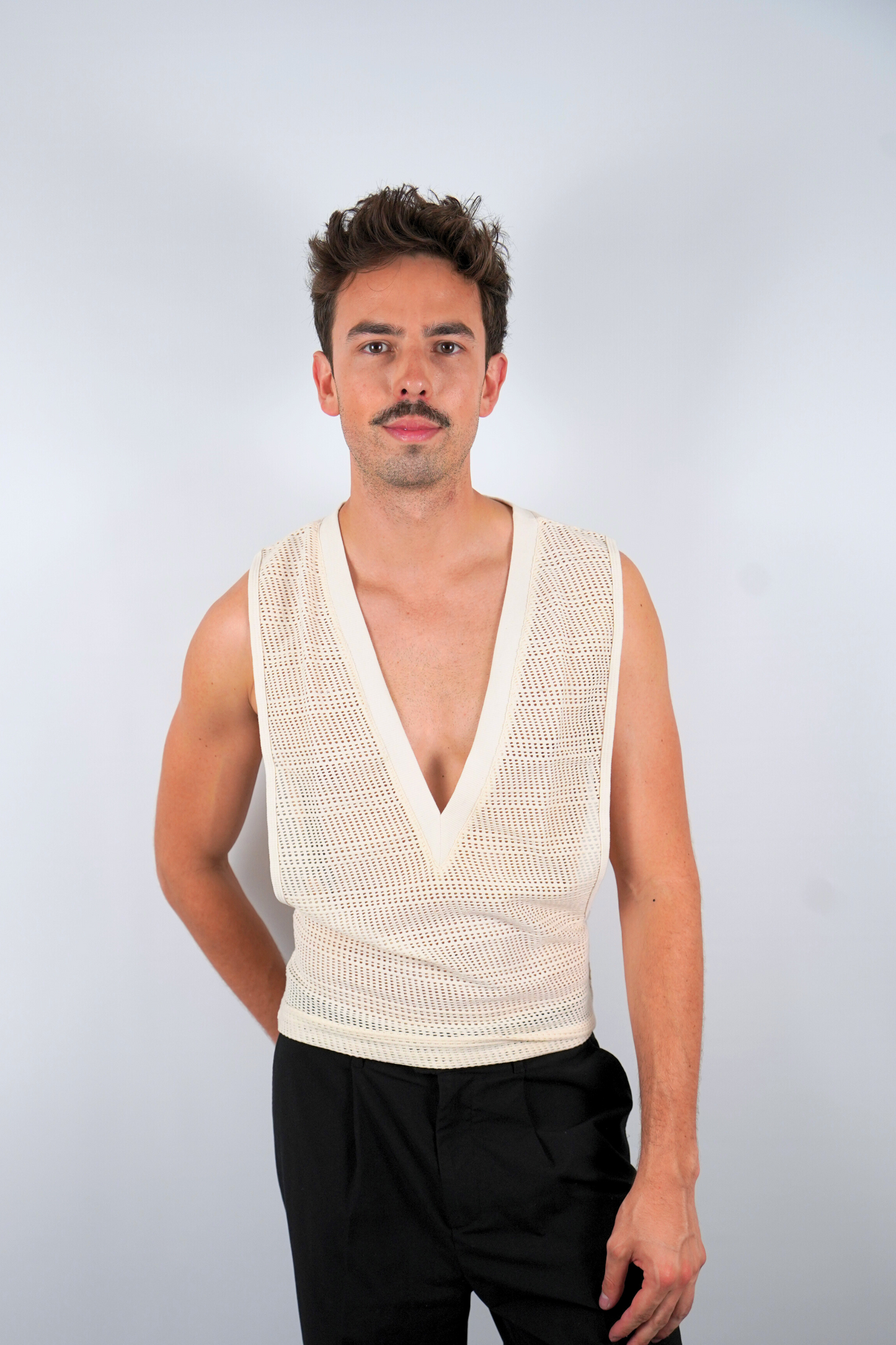 midnite haut transparent festival soiree homme maille ajouree