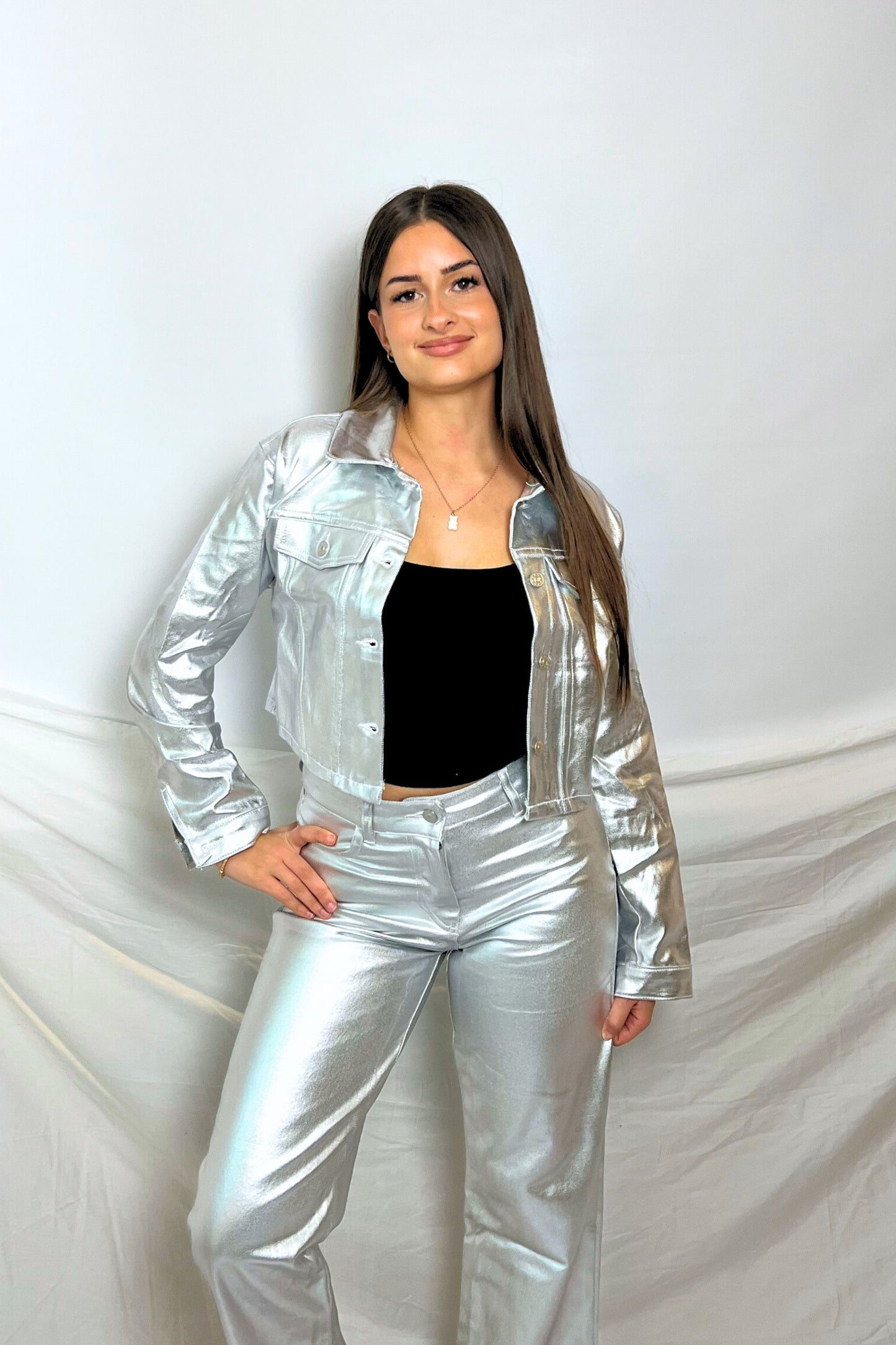 ensemble veste pantalon argent silver femme midnite summer 2026 techno disco pop