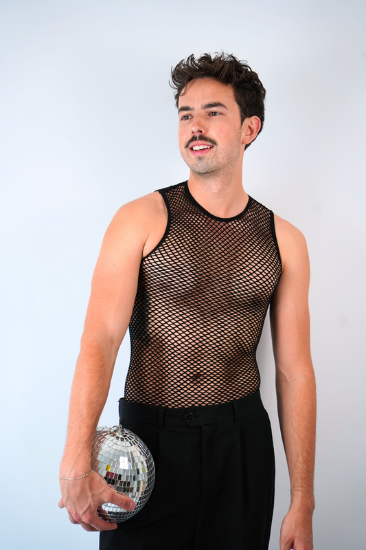 midnite debardeur resille fishnet filet de peche gay sexy transparent homme
