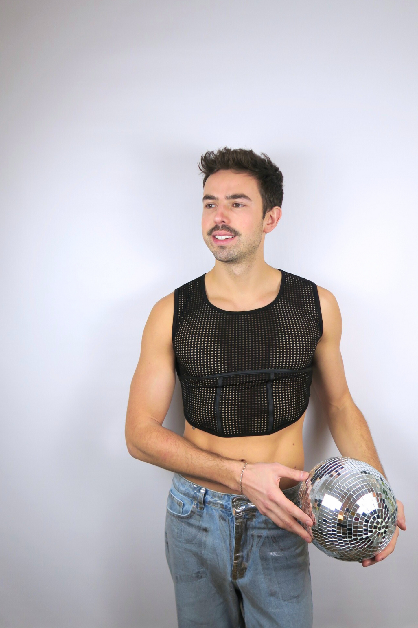 haut court crop homme midnite noir debardeur festival soiree
