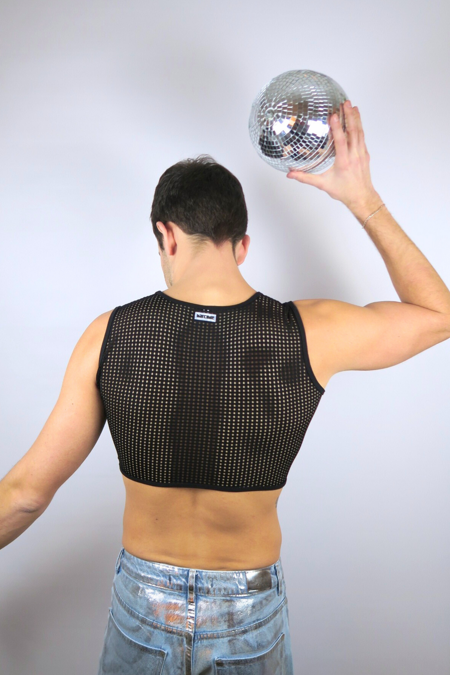 haut court crop homme midnite noir debardeur festival soiree