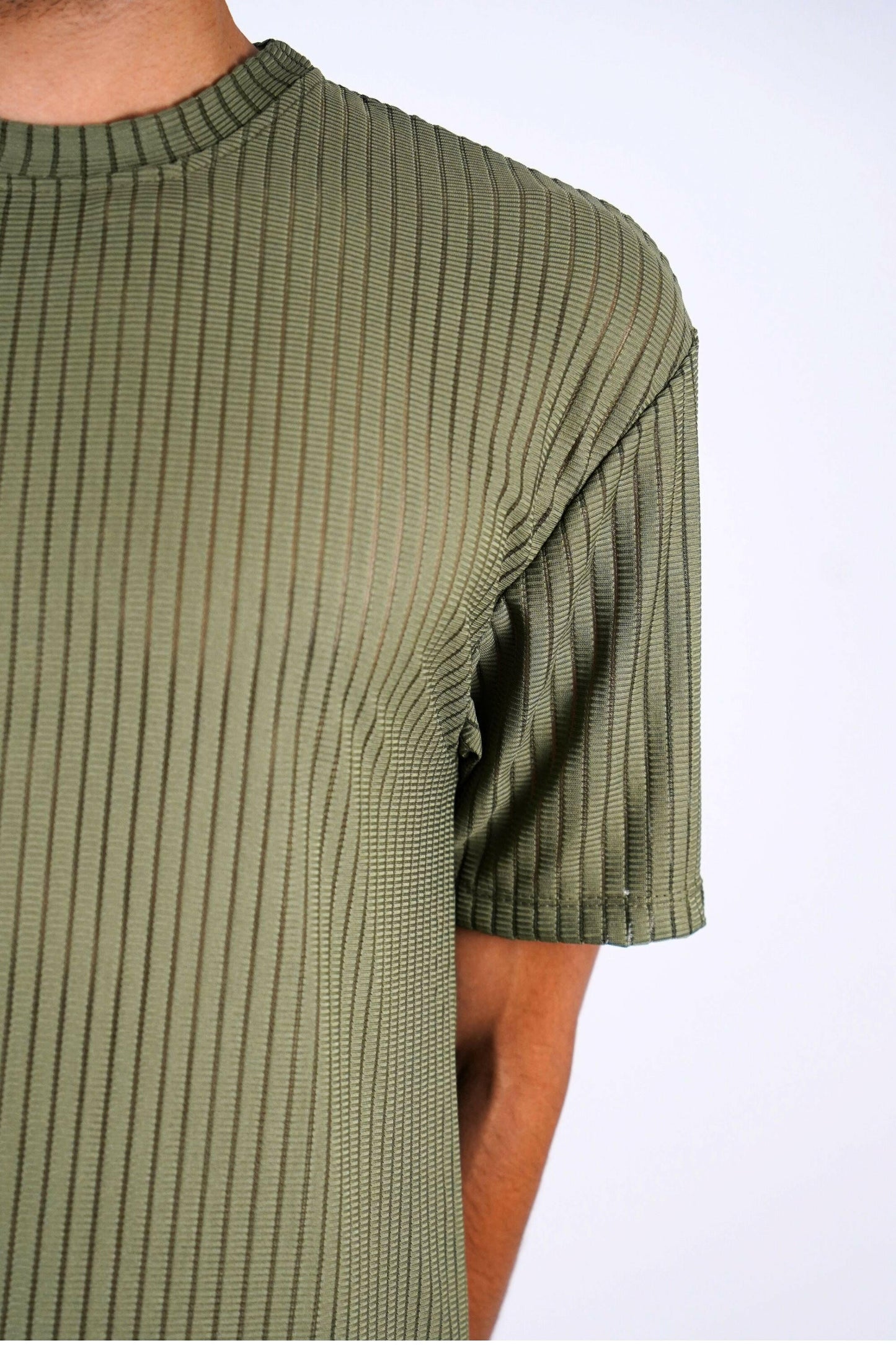 tshirt haut midnite kaki homme transparence rayure