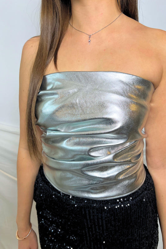 haut midnite argent femme silver bustier sexy festival summer party