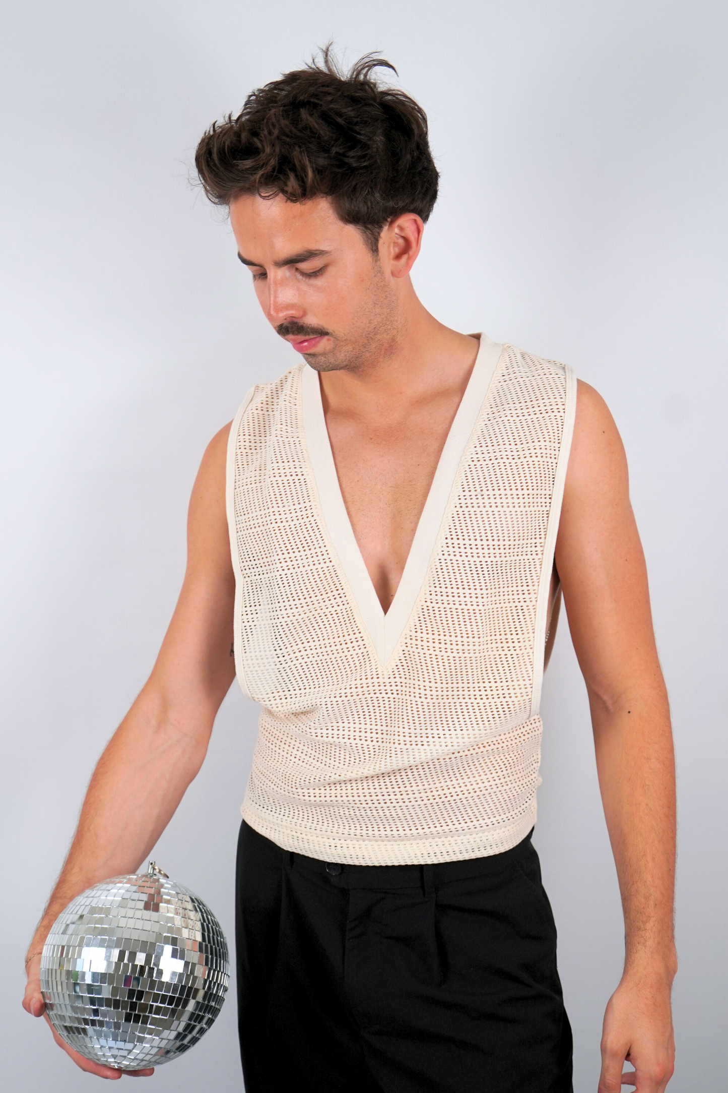 midnite haut transparent festival soiree homme maille ajouree