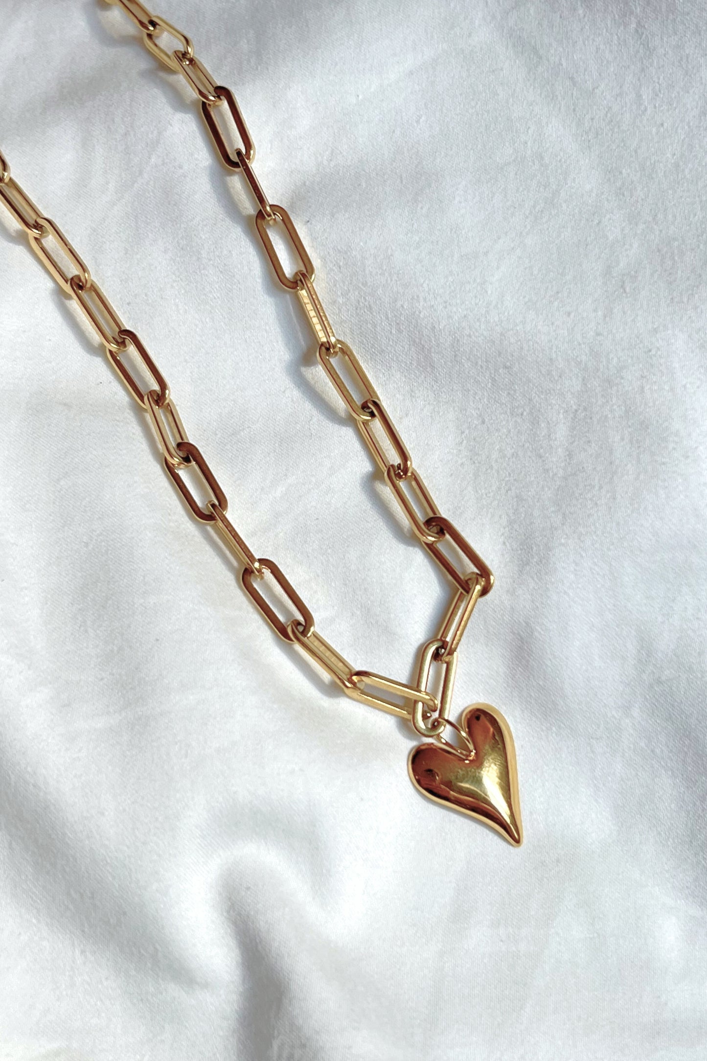 midnite collier coeur acier inoxydable or doré gros