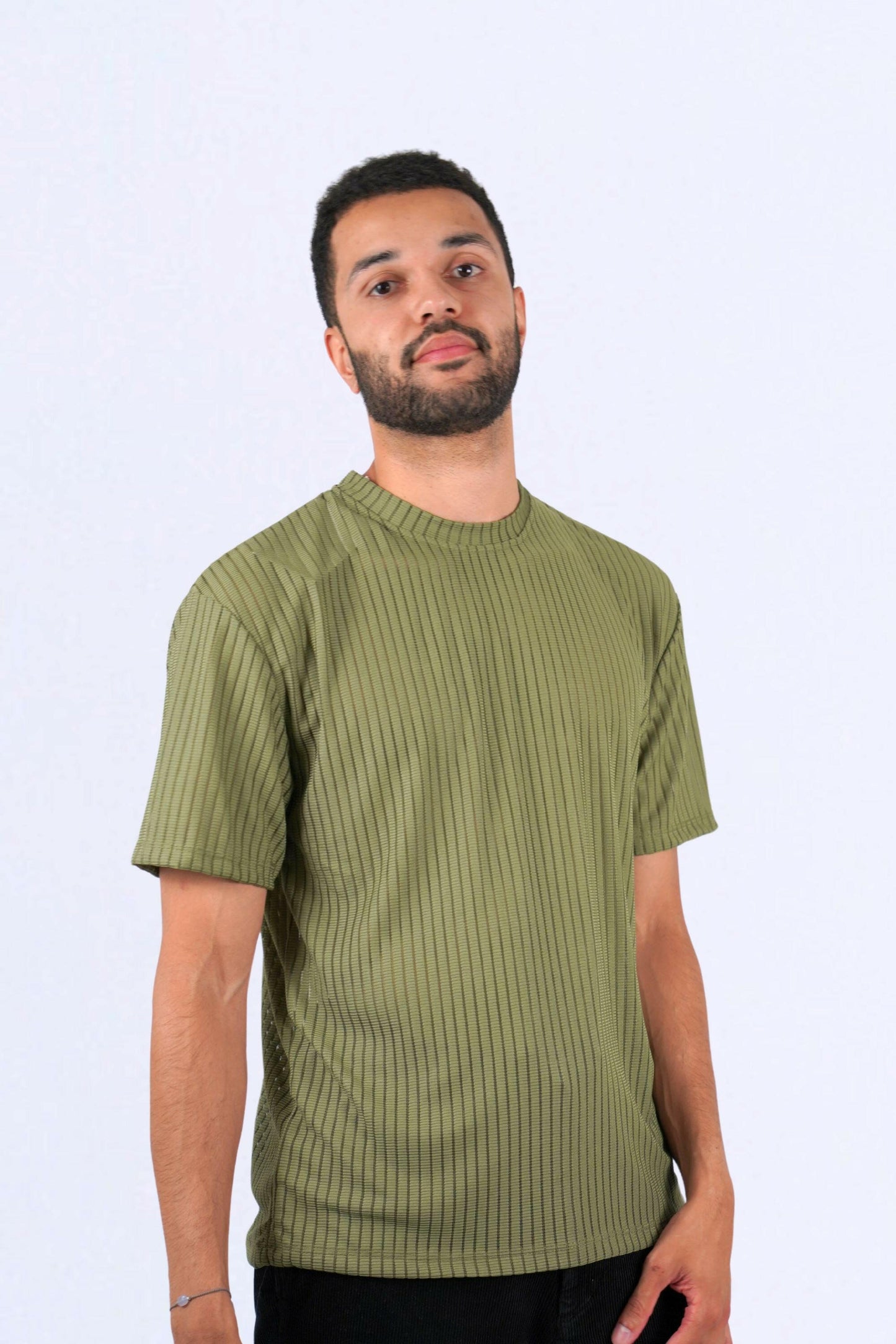 tshirt haut midnite kaki homme transparence rayure