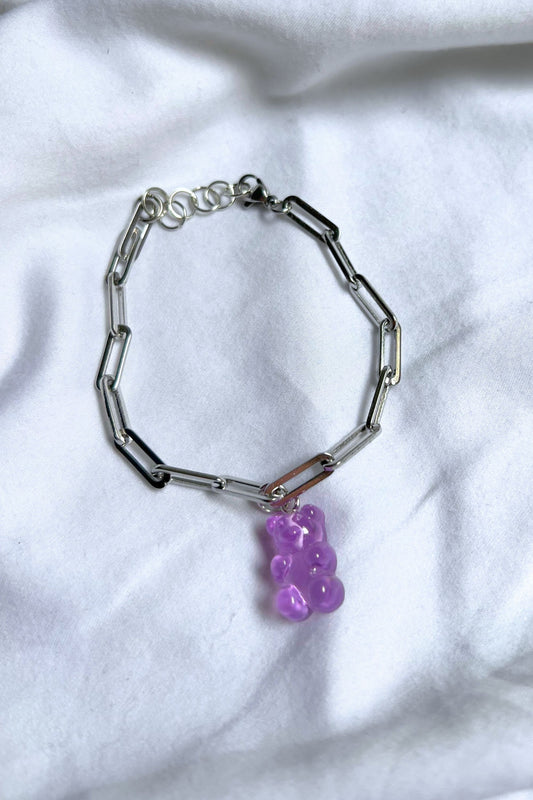 Bracelet maille argentée Gummy mauve Midnite