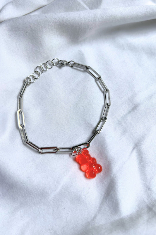 Bracelet maille argentée Gummy orange intense Midnite