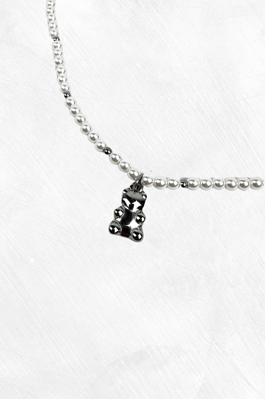 Collier Midnite avec pendentif Teddy Bear Argent