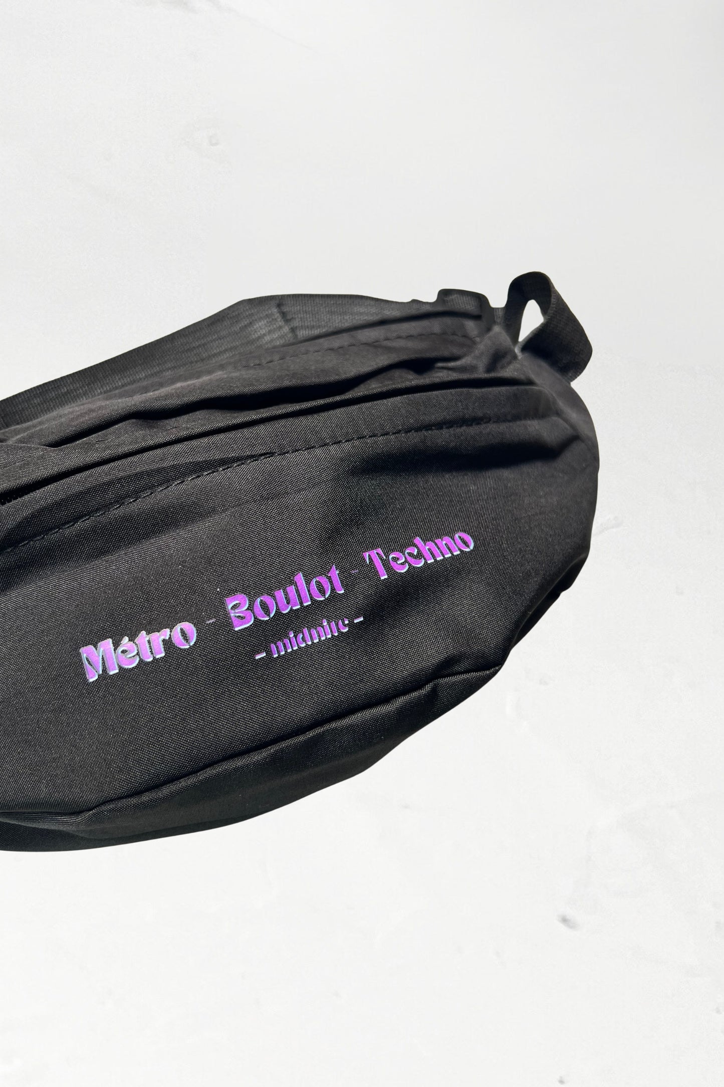 Sac banane techno midnite club summer festival noir homme femme rangement poches