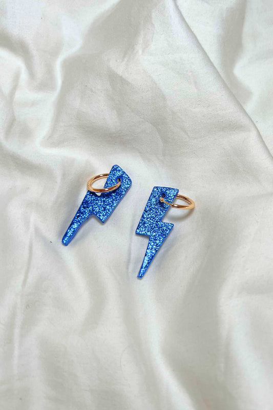 boucles d'oreilles cuir soiree festival bleu bijoux femme paillettes
