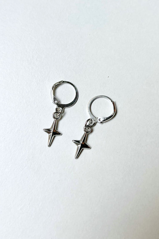 boucles d'oreilles midnite cross croix techno argent acier inoxydable femme homme summer festival happy luxe