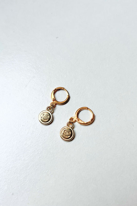 boucles d'oreilles midnite smiley or techno acier inoxydable femme homme summer festival happy luxe