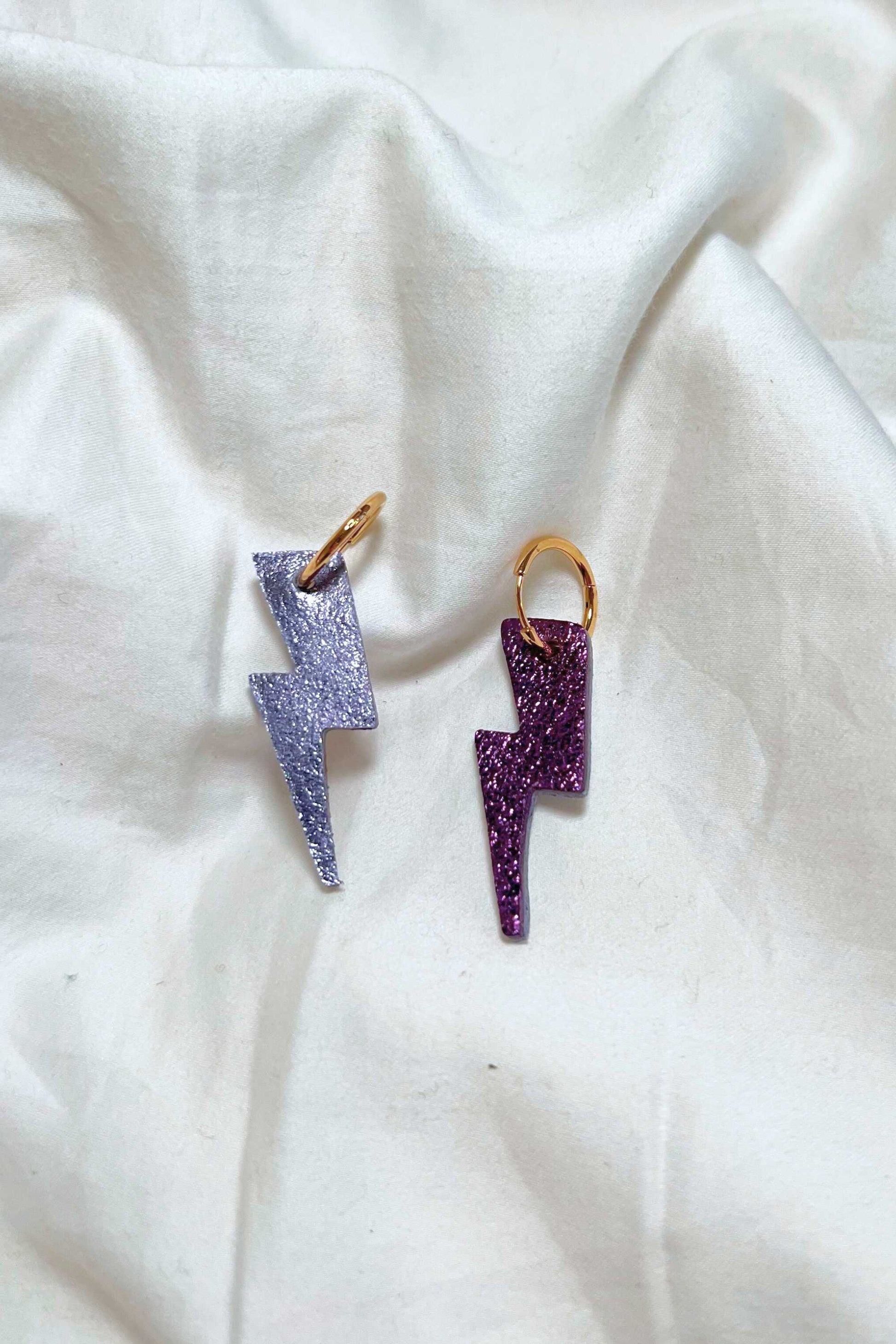 boucles d'oreilles cuir paillettes made in paris france festival midnite violet mauve
