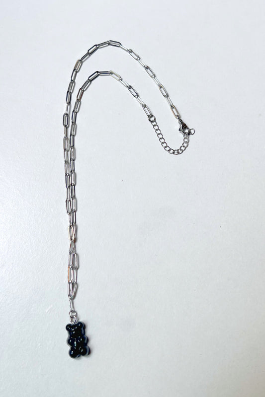 collier midnite chaine argent acier inoxydable gummy bear black summer homme femme summer
