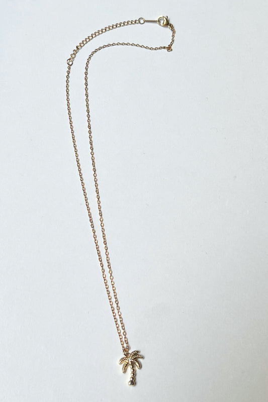 collier midnite gold or acier inoxydable palm tree summer diamant homme femme chaine fine