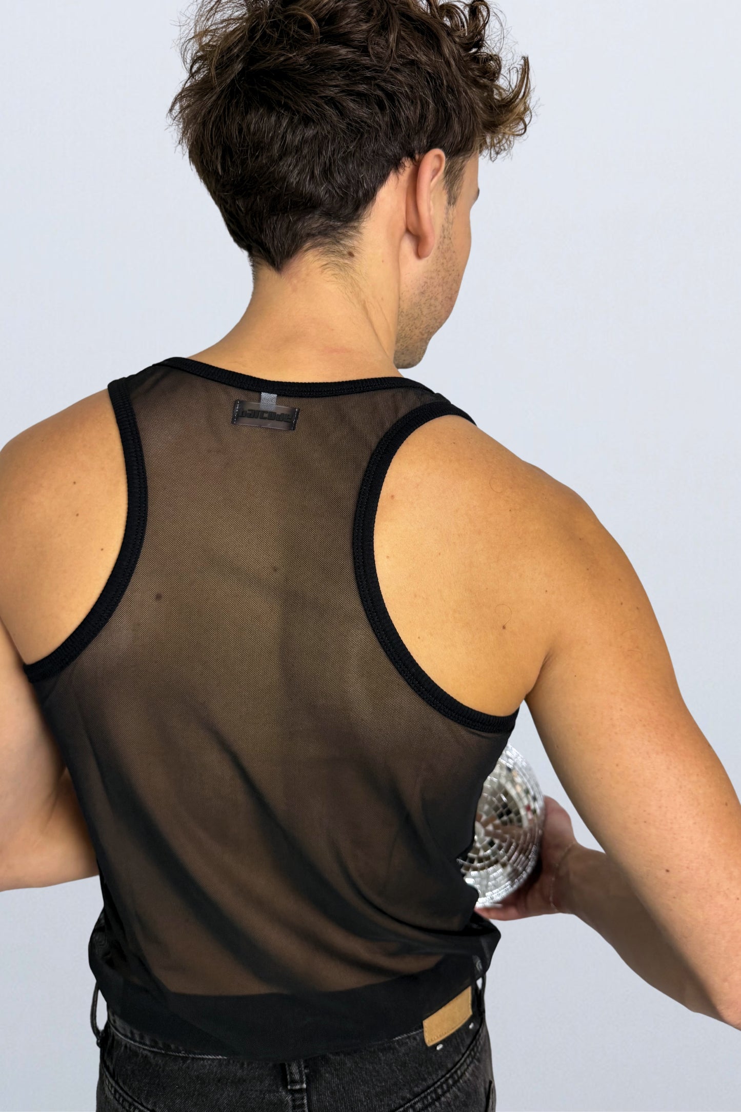 debardeur midnite homme mesh transparent noir festival techno electro party fete