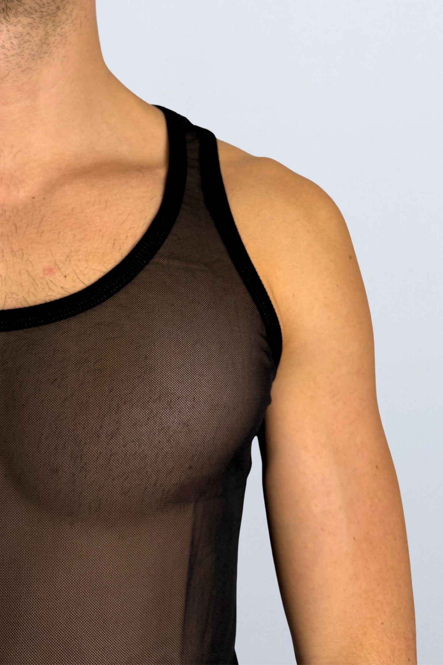 debardeur midnite homme mesh transparent noir festival techno electro party fete