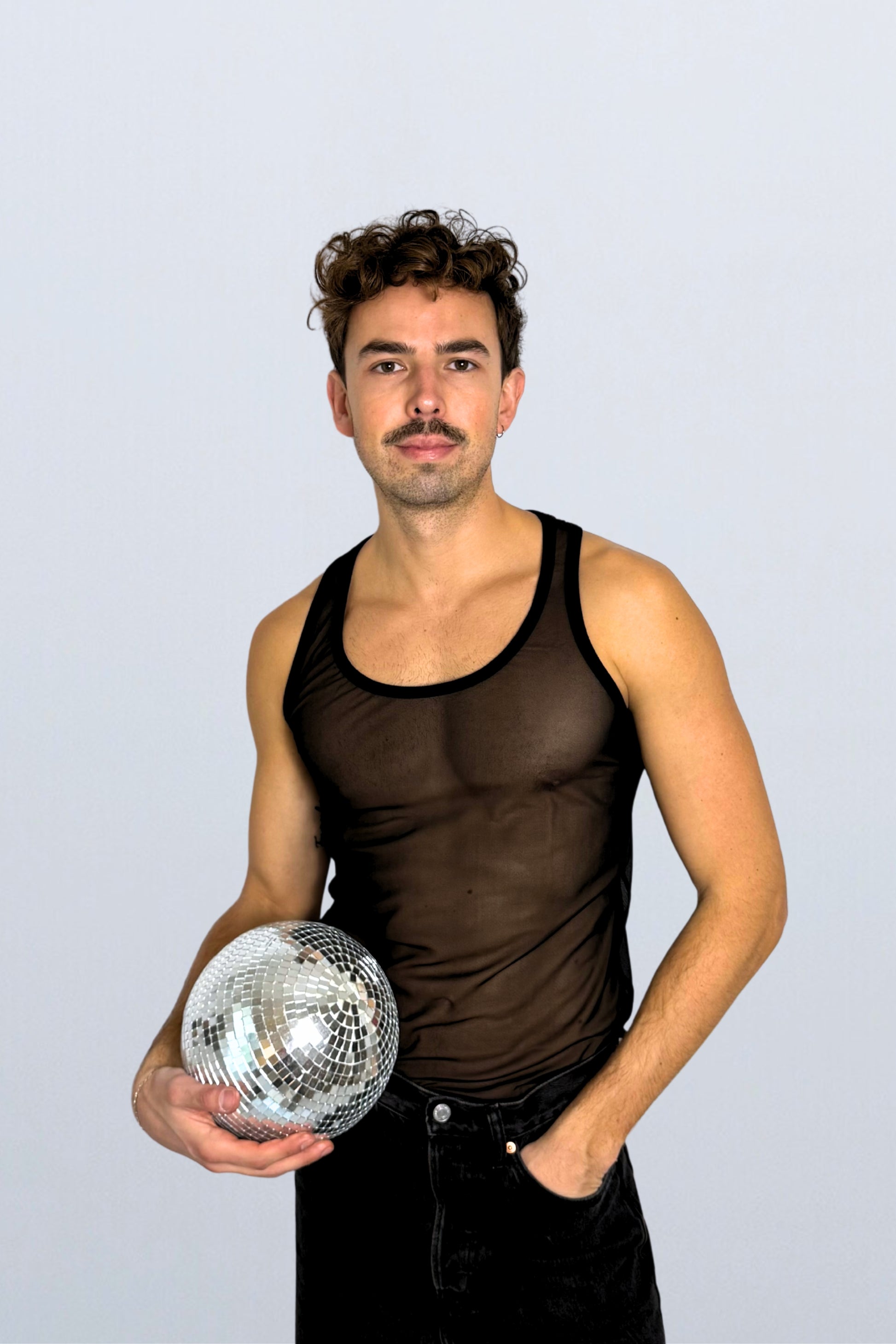 debardeur midnite homme mesh transparent noir festival techno electro party fete