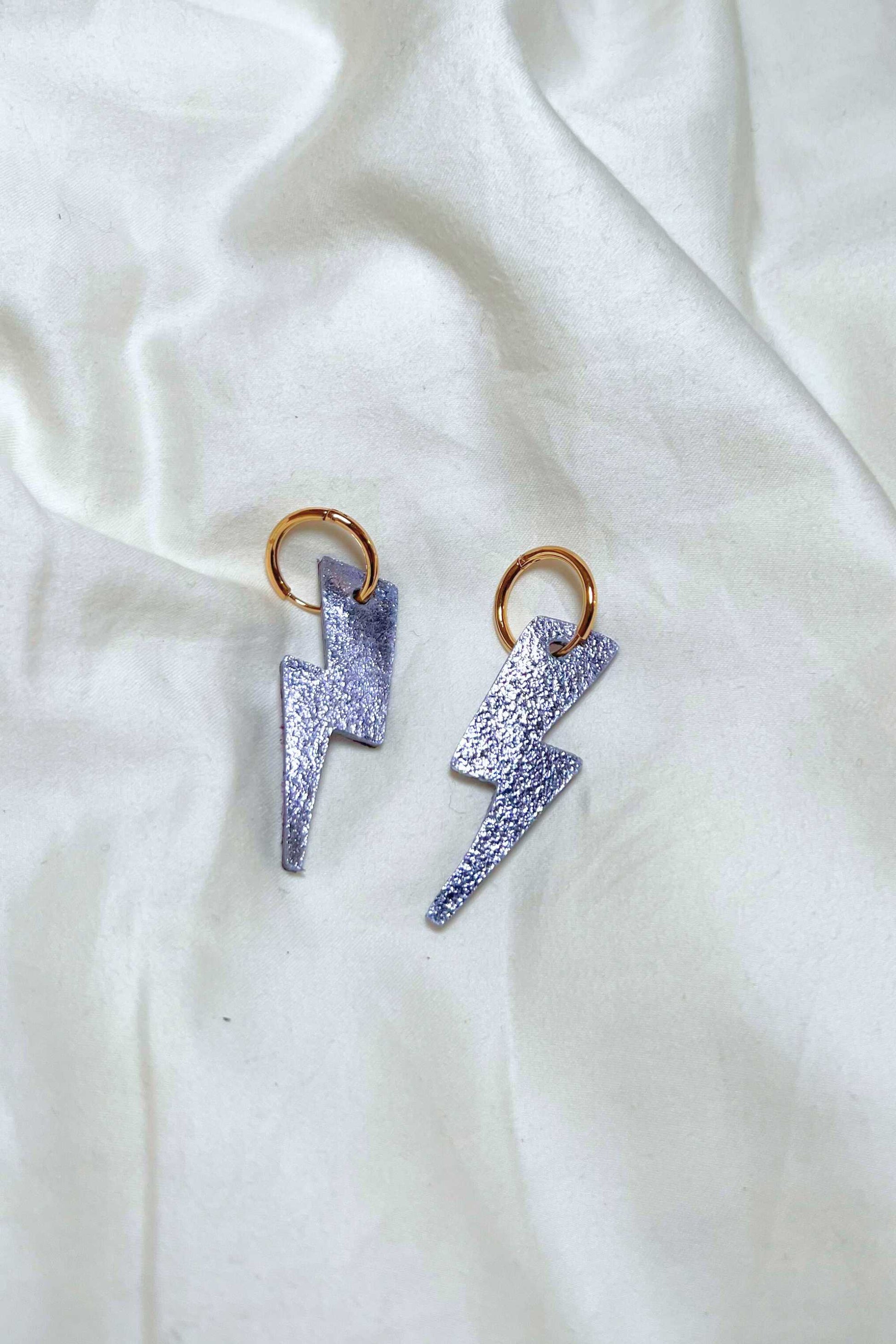 boucles d'oreilles cuir paillettes made in paris france festival midnite violet mauve