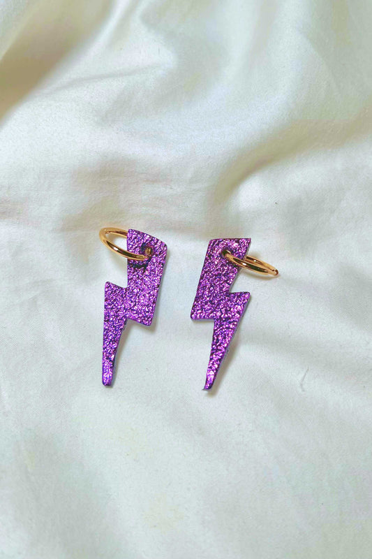 boucles d'oreilles cuir paillettes made in paris france festival midnite violet mauve