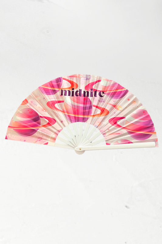 eventail fan midnite planete champignon festival soiree blanc rose xxl orange style fete rave techno summer 2026