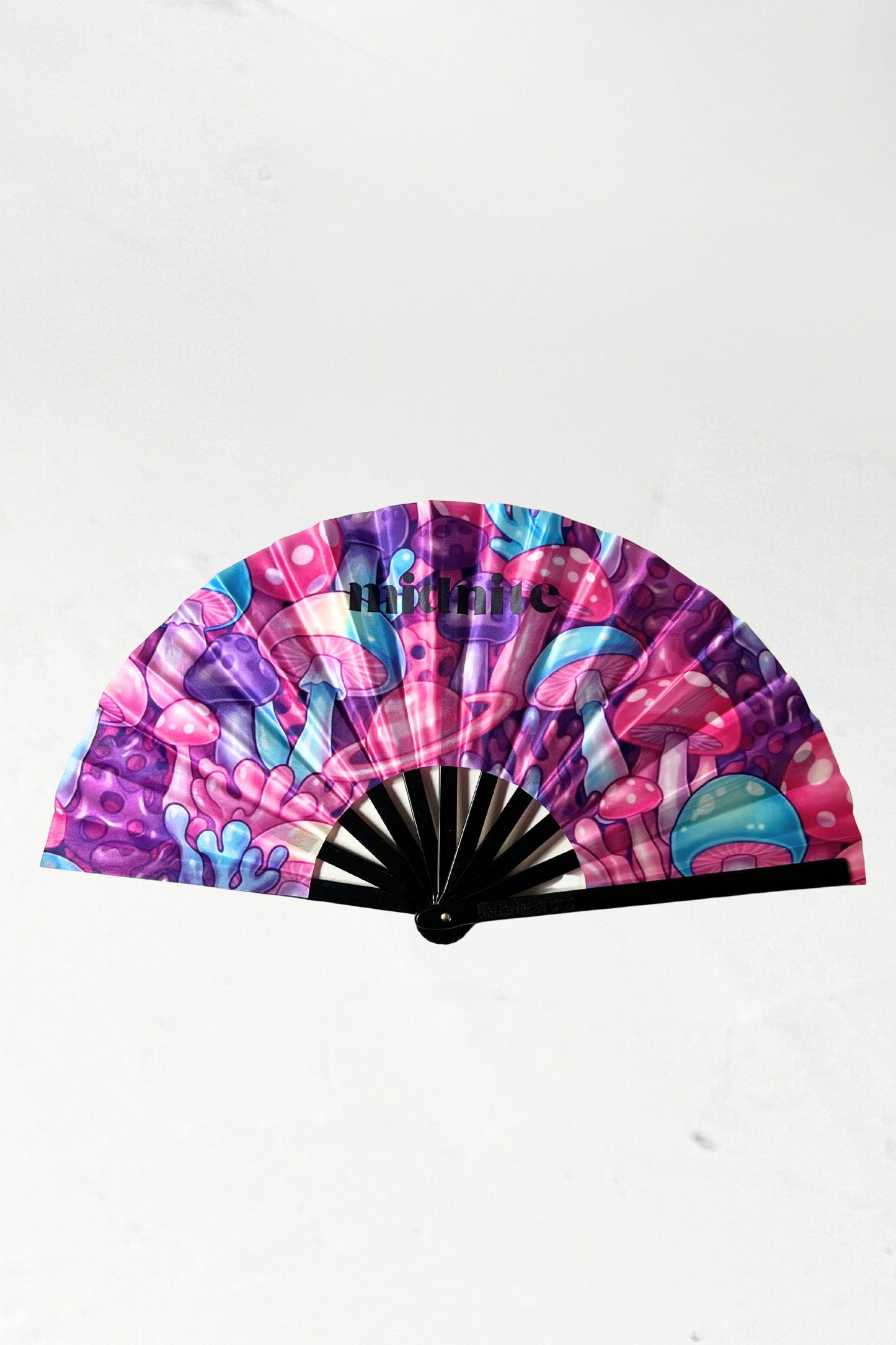 eventail fan midnite soiree noir mauve violet xxl style fete rave techno electro noir champignon muschroom bleu nuit champi