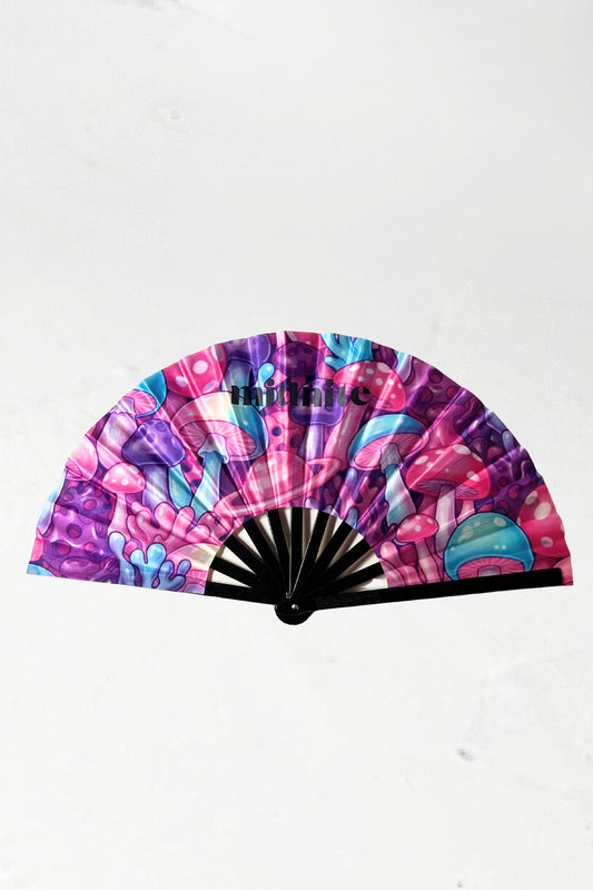 eventail fan midnite soiree noir mauve violet xxl style fete rave techno electro noir champignon muschroom bleu nuit champi