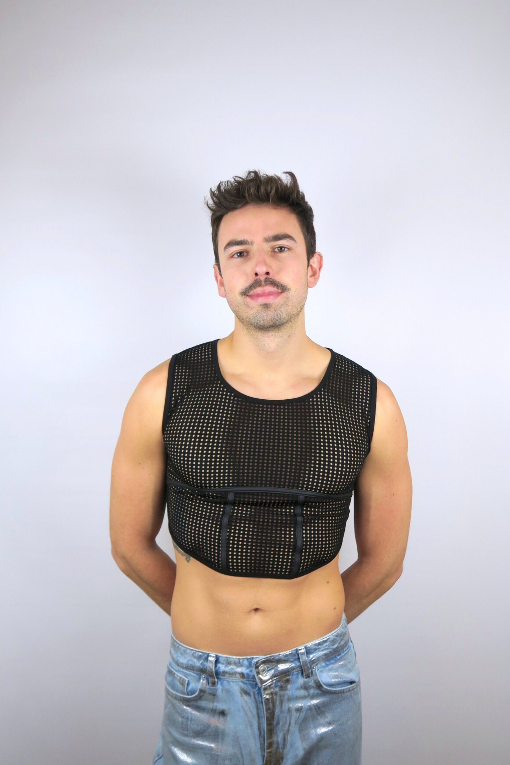 haut court crop homme midnite noir debardeur festival soiree