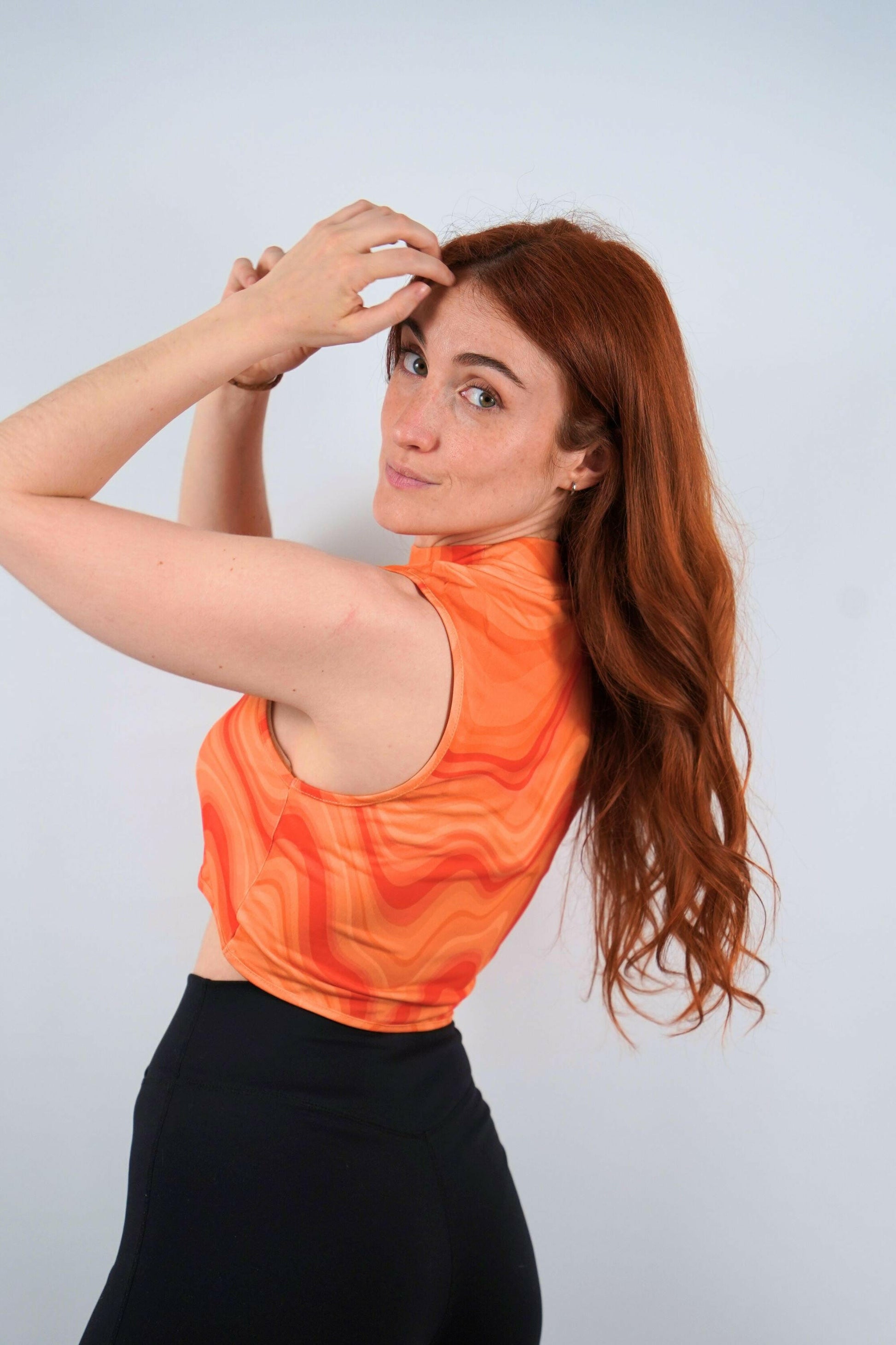 Haut crop-top tulle orange L