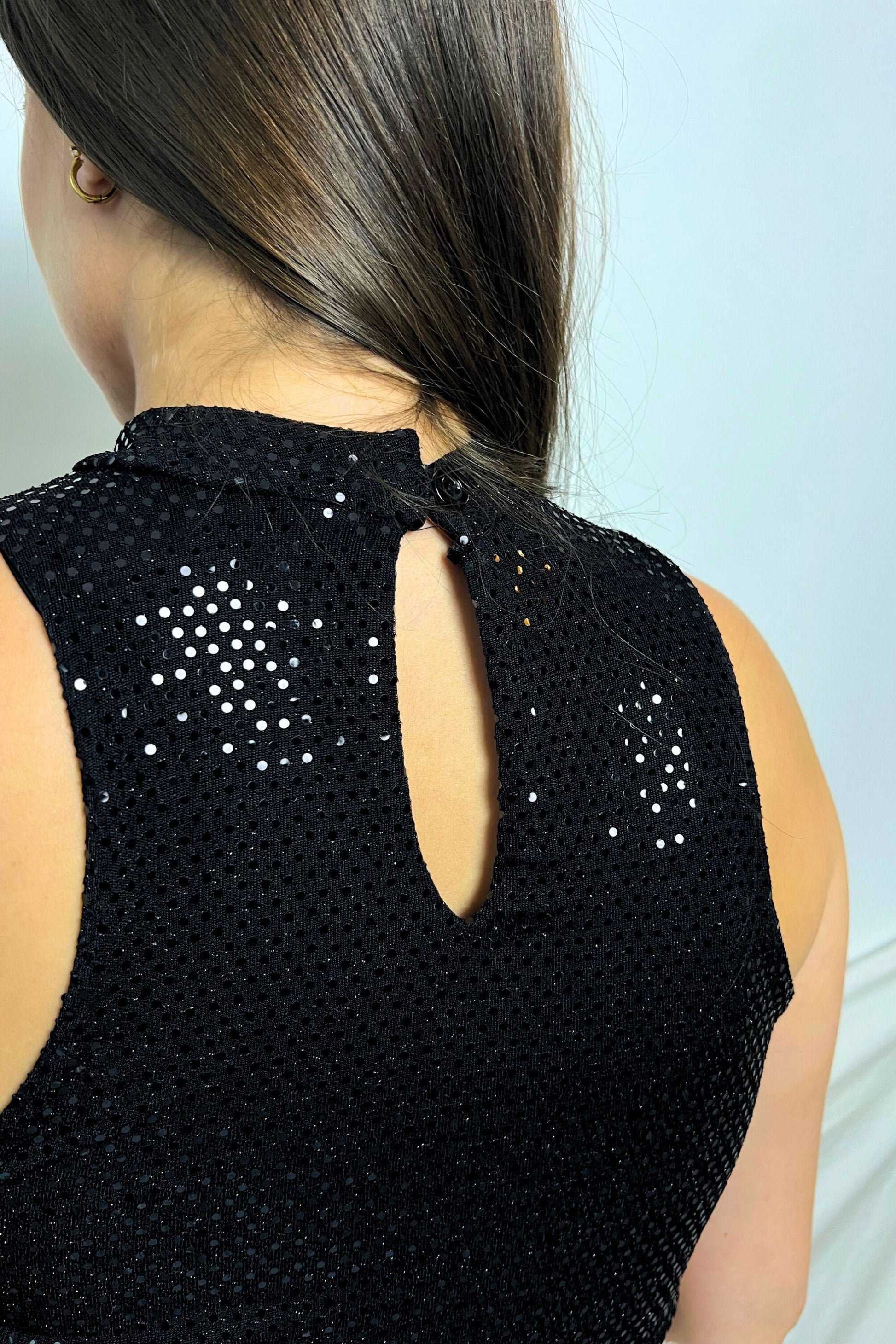 haut top midnite paillettes sequins noirs femme festival techno disco made in france luxe summer soiree dark festif nuit