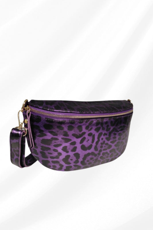 Sac banane Midnite cuir léopard violet