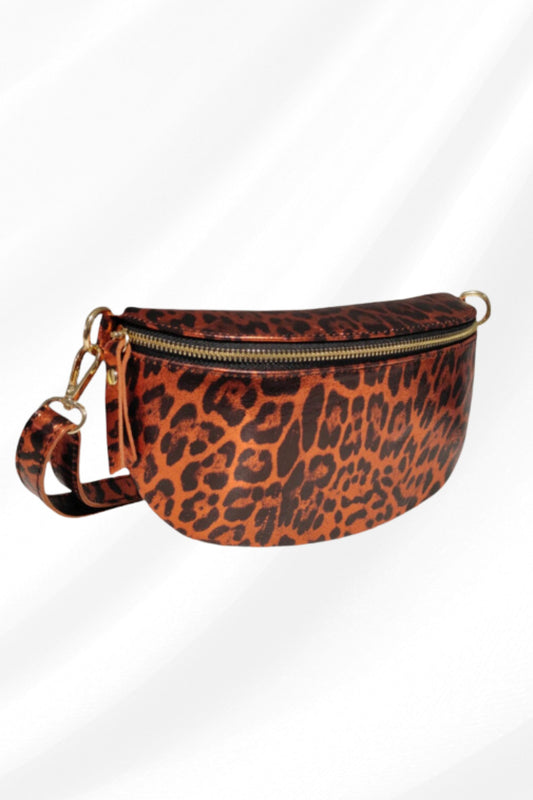 Sac banane Midnite Cuir léopard orange