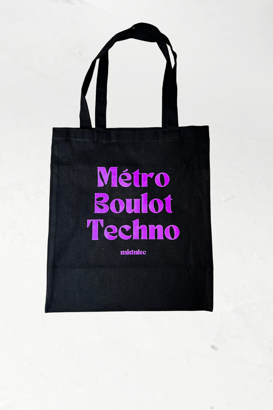 sac techno midnite tote bag violet noir rave